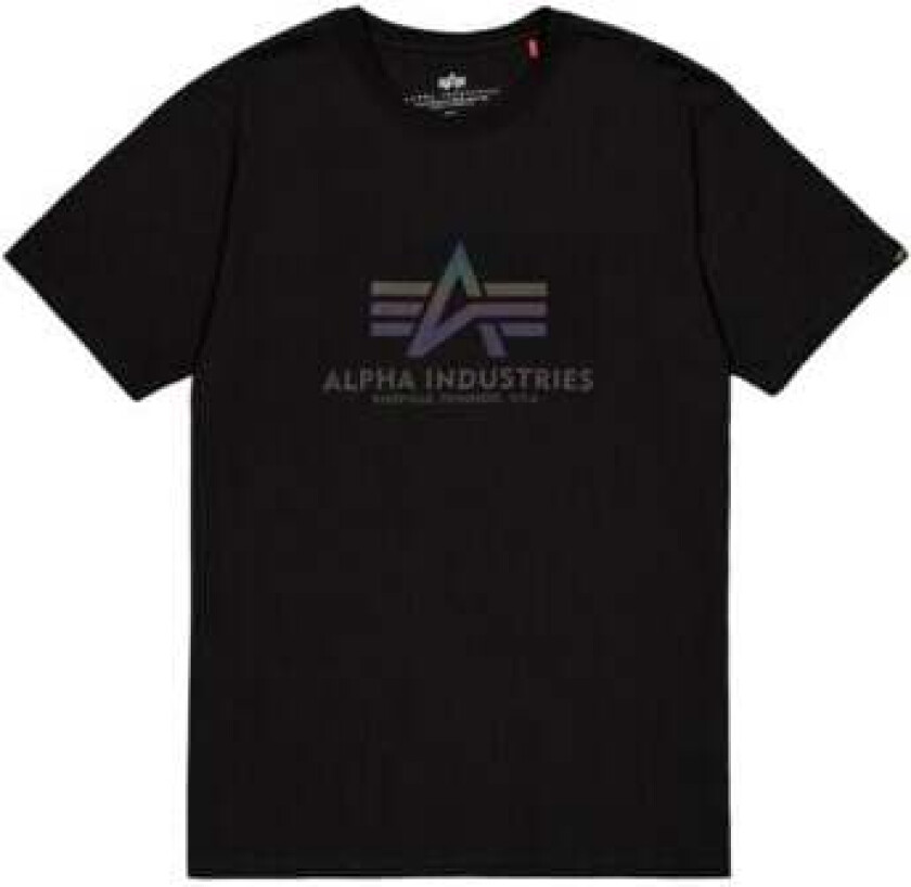 Alpha Industries T-skjorte - Basic Rainbow Reflective T-skjorte - S til XXL - Herrer - svart