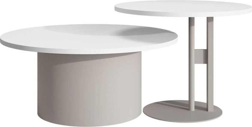 Lorvyn Sett med bord rundt 58/75 cm - Beige, hvit