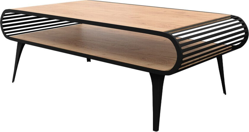 Salvaris Sofabord 120 cm - Svart med bordplate i naturlig trelook