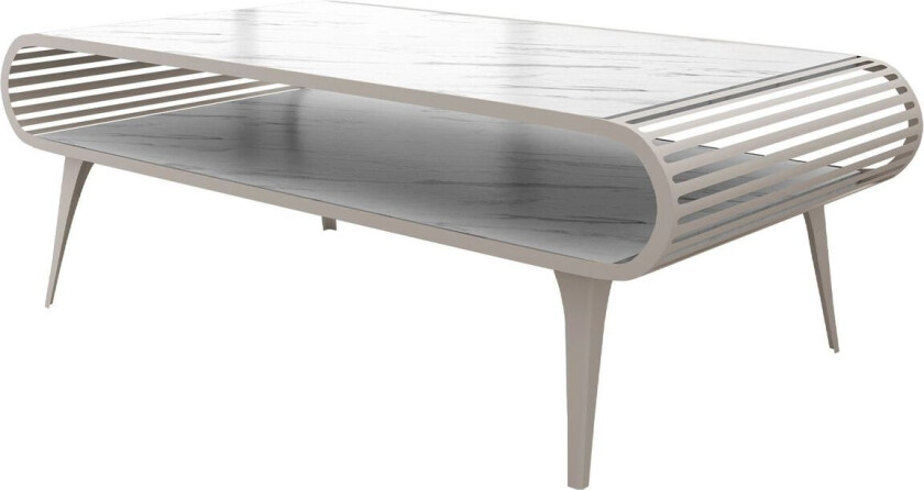 Salvaris Sofabord 120 cm - Beige med hvit marmorlook