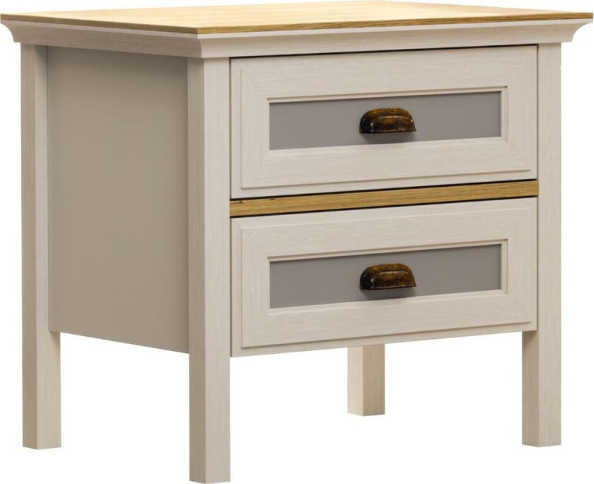 Solena Nattbord 60 cm - Krem, eik, grå