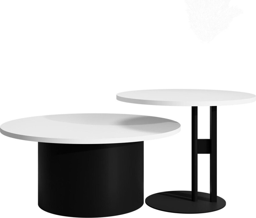 Lorvyn Sett med bord rundt 58/75 cm - Hvit, svart