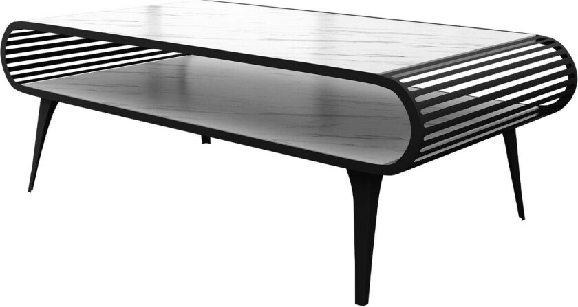Salvaris Sofabord 120 cm - Svart med hvit marmorlook