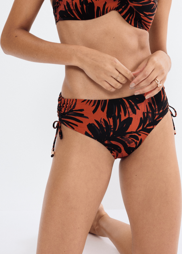 Summer Palm midi-bikinitruse, oransje, Størrelse: 44, Kvinner