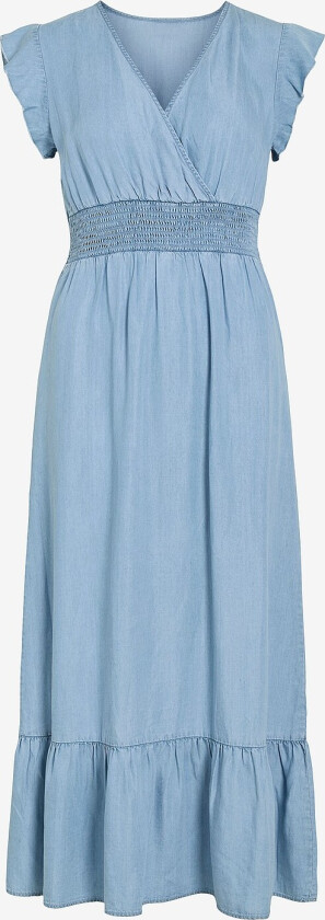 Maxikjole viMai C/S V-neck Ankel - Blå