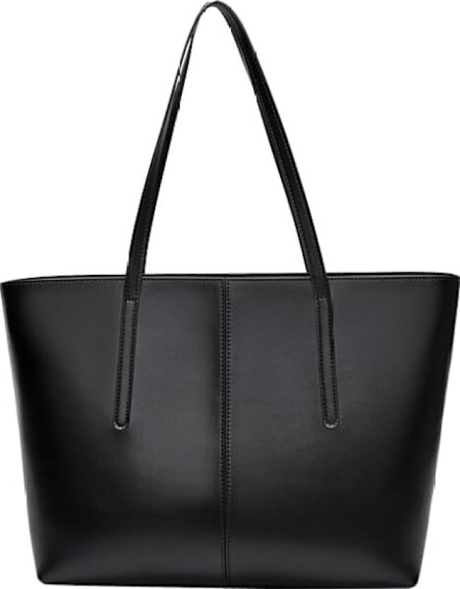 Tote bag for kvinner, ekte skinn, klassisk designer skulderveske for Ipad, paraply, vintage vesker, svart for shopping.