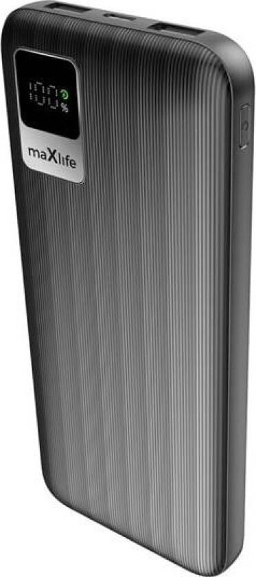 powerbank 10000 mAh / bærbar lader USB-A USB-C - Svart