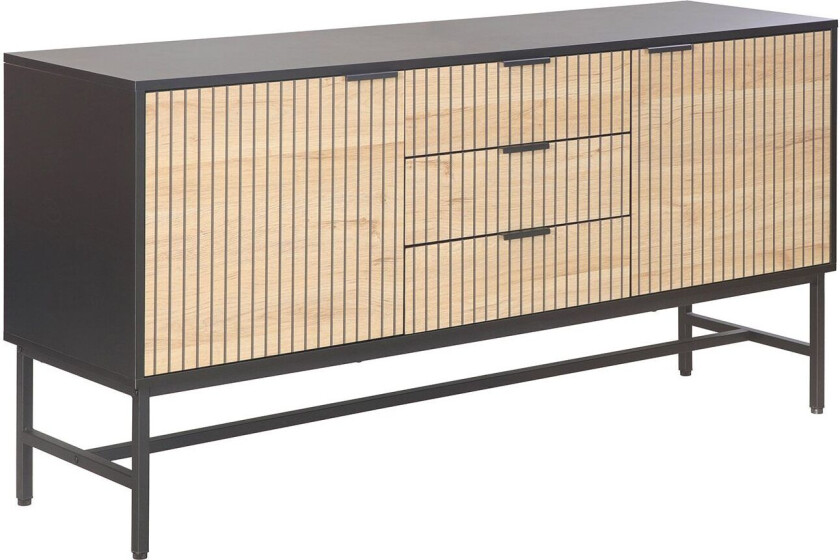 Side Board HOME4YOU 150x40x75 cm - svart / lyst tre
