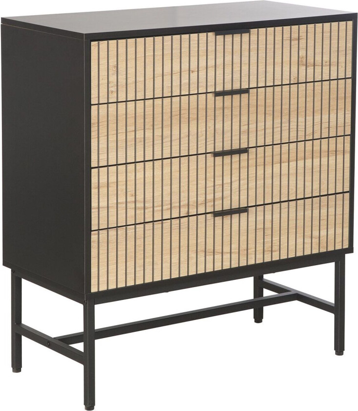 Side Board HOME4YOU 80x40x89,5 cm - svart / lyst tre