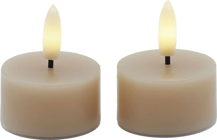 Sille Fyrfadslys 2 Stk. Sæt, Ø4,5Xh2,2Cm, Light Caramel - Beige - ONE SIZE
