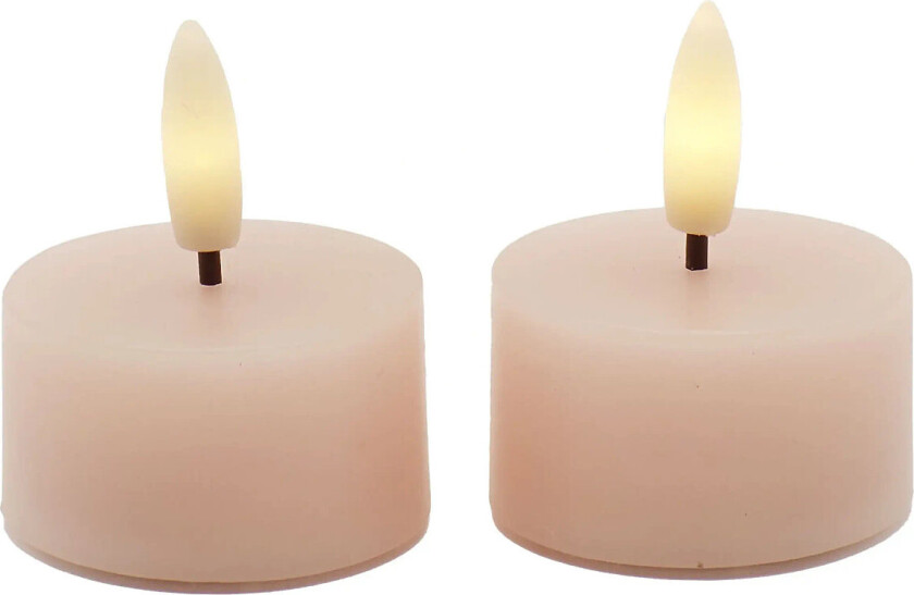 Sille Fyrfadslys 2 Stk. Sæt, Ø4,5Xh2,2Cm, Dusty Peach - Coral - ONE SIZE
