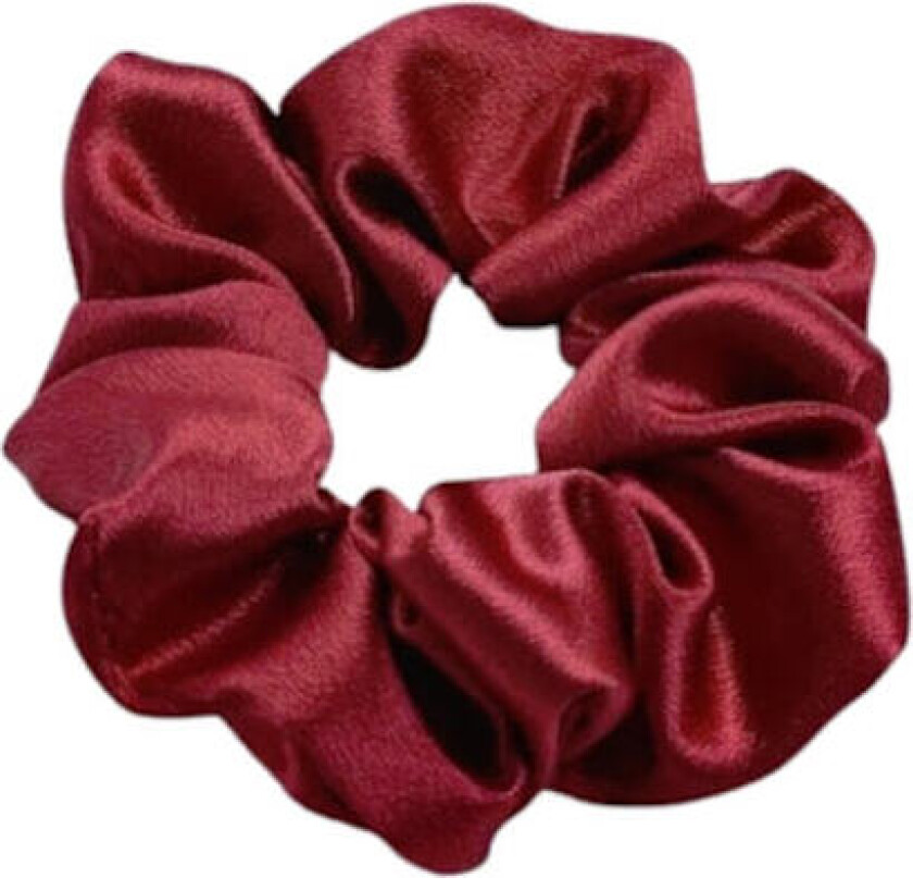 Hårstrikk - Scrunchie - Satin - 9cm - Vinrød