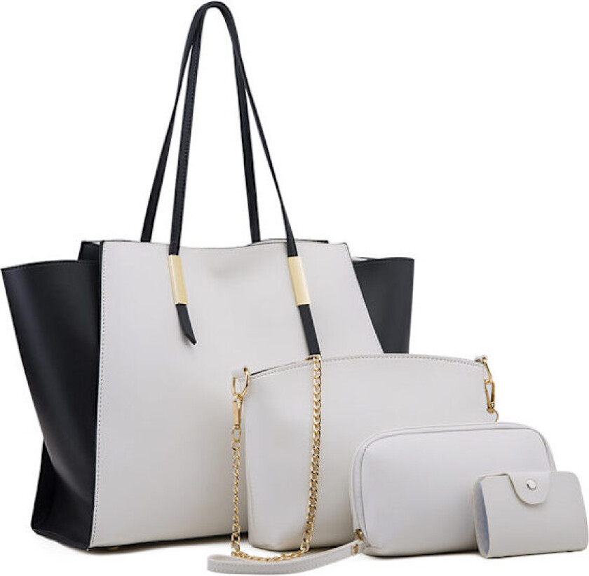 Damer Mote Håndvesker Lommebok Tote Bag Skulderveske Topphåndtak Satchel Veske Sett 4stk - Hvit