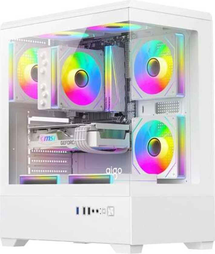DarkFlash C365 PC-kabinett (hvit) + 5 vifter