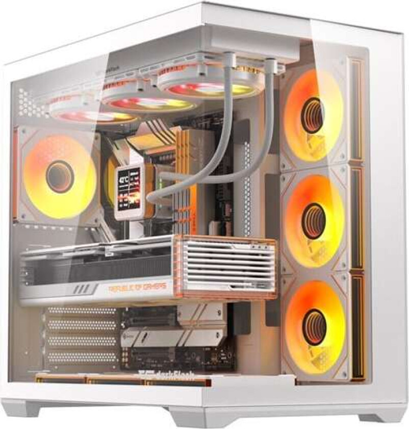 DarkFlash C280 PC-kabinett (hvit) + 7 vifter