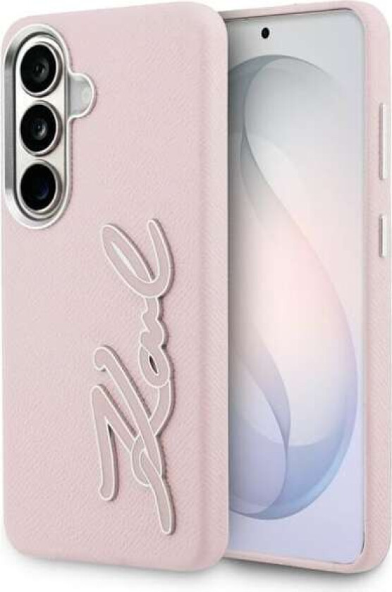 Grained Signature Metal Resin Logo Case for Samsung Galaxy S26 - Rosa