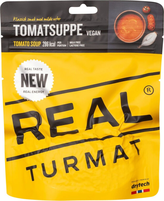 Real Turmat Tomato Soup, turmat, tomatsuppe, vegansk Black/Yellow