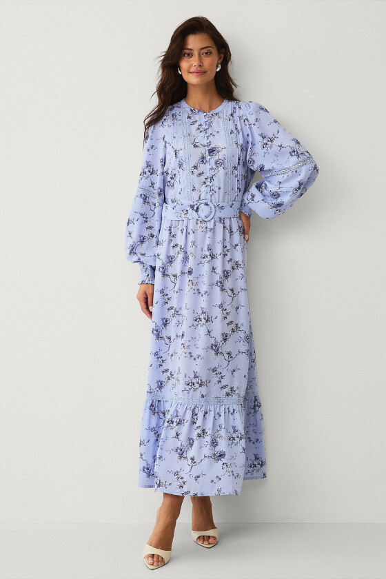 Maxikjole med belte - Blå