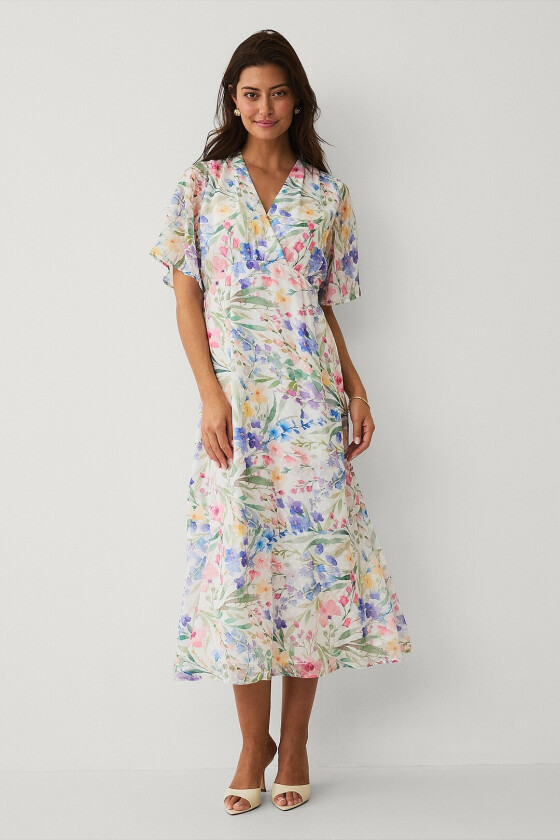 Fôret chiffonkjole - Hvit