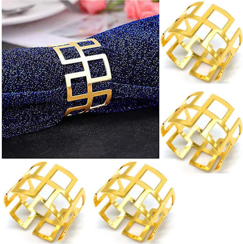 Serviettringer og -holdere, 12 stykker (Great Wall-Gold) Metallserviett