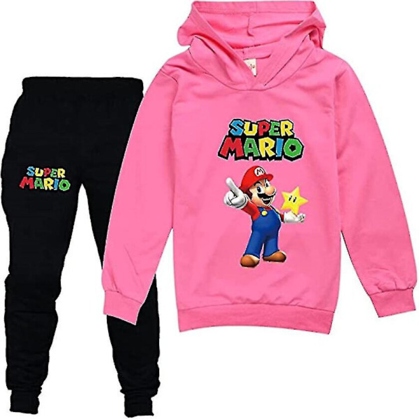 Bilde av Barne jenter gutter trykk hettegenser topper + joggebukse casual antrekk sett treningsdress