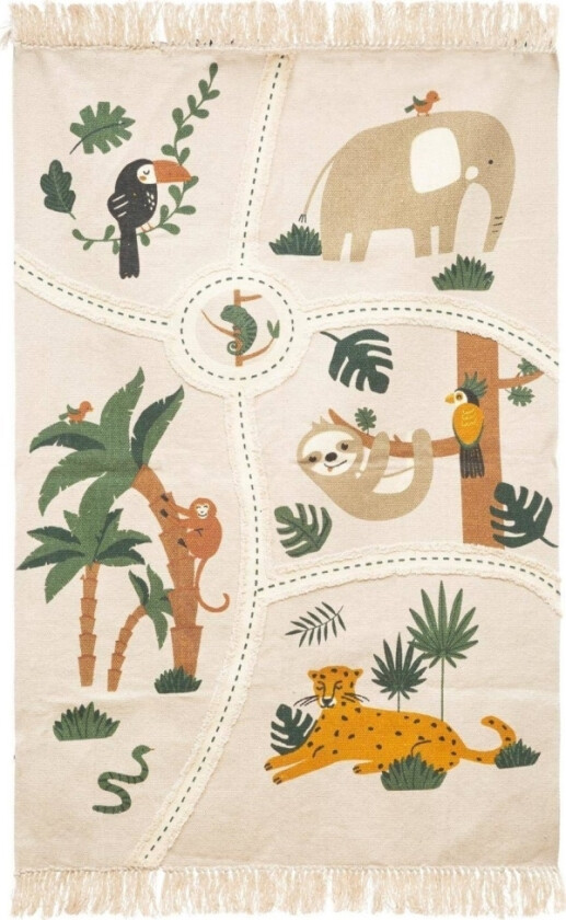 Bilde av Jungle barneromsteppe, kart, bomull, 150 x 100 cm