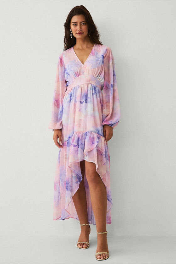 Kjole i chiffon - Flerfarget