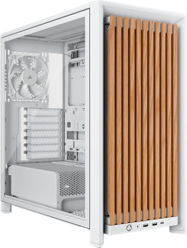 FRAME 4000D Wood RS (White & Oak) - Kabinett - Miditower - Hvit