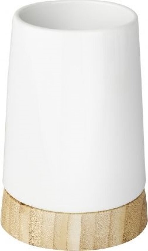 Bilde av WENKO 17675100, Frittstående tannbørsteholder, Bamboo, Keramisk, Hvit, Tre, Bord, 85 mm, 85 mm