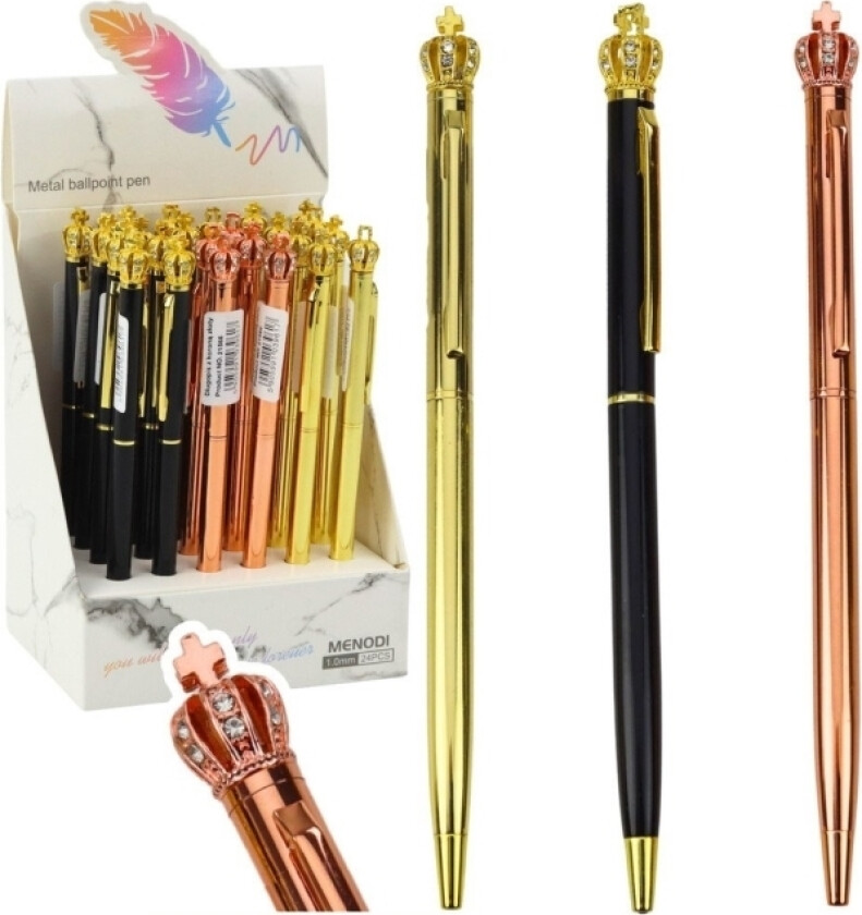 Metall Automatisk Krone Kulepenn Blå Blekk 1,0 mm