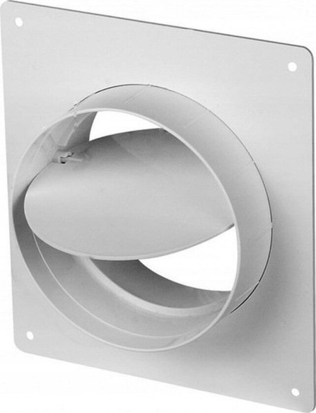 Veggmontert ventilasjonsflens Awenta KO100-27/22 med tilbakeslagsventil fi100mm hvit