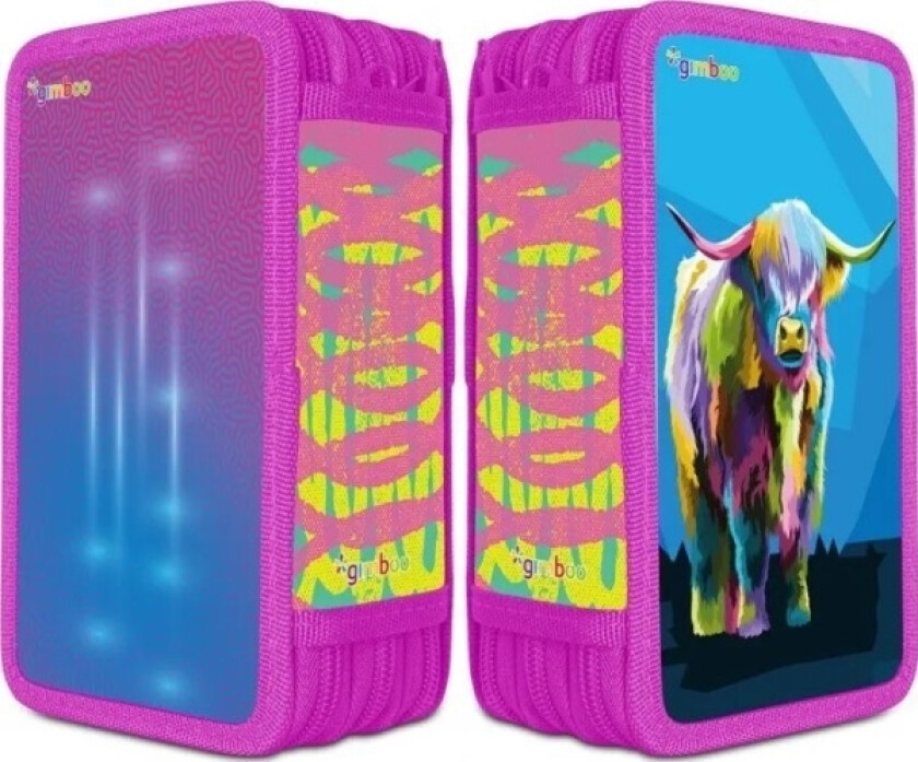 pennal GIMBOO skolepenal, uten utstyr, 3 rom, blanding av farger