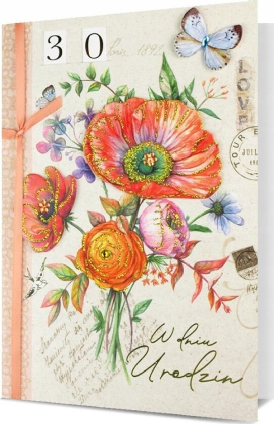 B6 Bursdagskort (utskiftbare sifre)