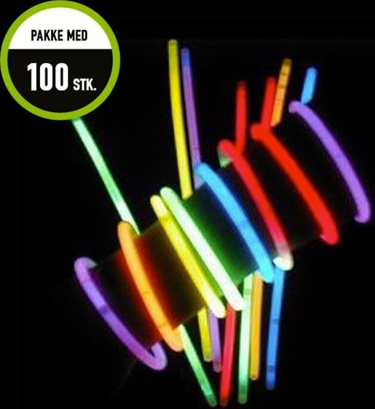 Glowstick armbånd, forskjellige farger, 100 stk