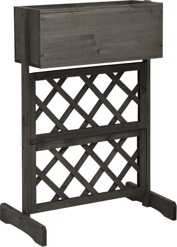 Blomsterkasse med espalier grå 45x30x74 cm heltre gran