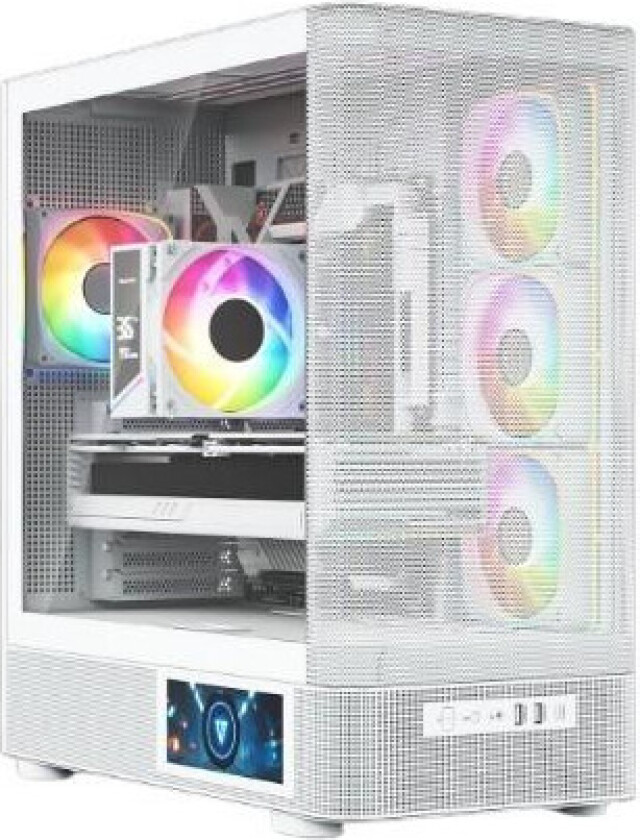 Volcano AQ400 Midi Tower PC-kabinett - ATX, ITX, MicroATX, ARGB - Hvit