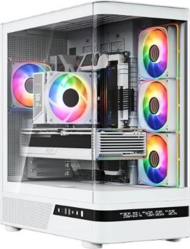 Volcano AQ200 PC-kabinett - ATX, ITX, MicroATX, ARGB - Hvit