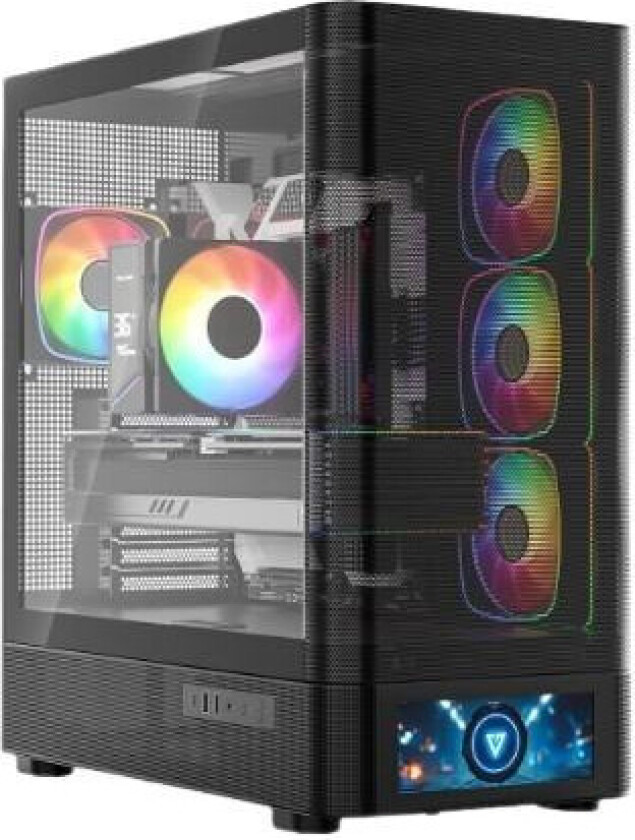 Volcano AQ500 PC-kabinett - ATX, ITX, MicroATX, ARGB - Svart