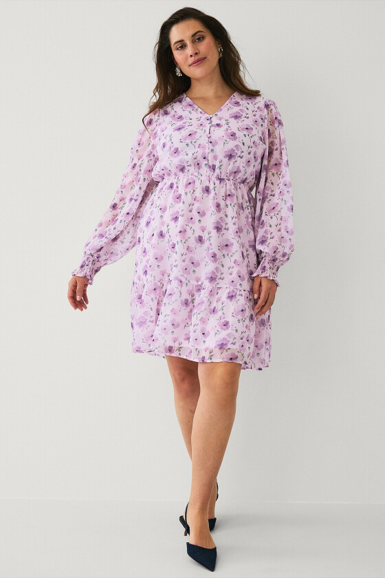 Kjole i chiffon - Rosa