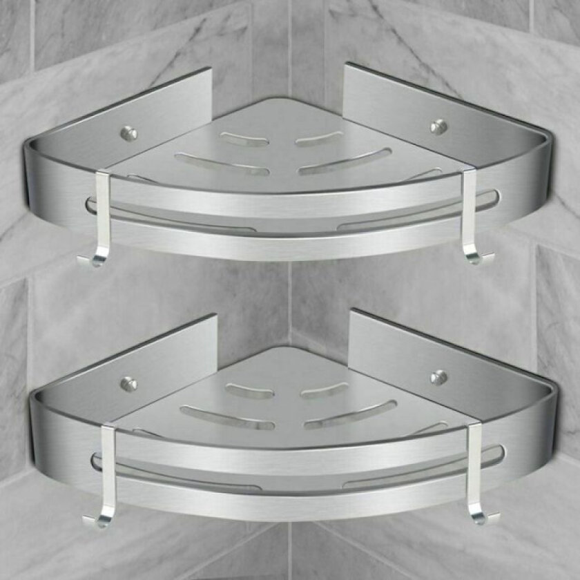 Bilde av Hjørne Dusjhylle Aluminium Selvklebende Dusjoppbevaring Organizer for Sjampo Trekant 2 Flere Farger