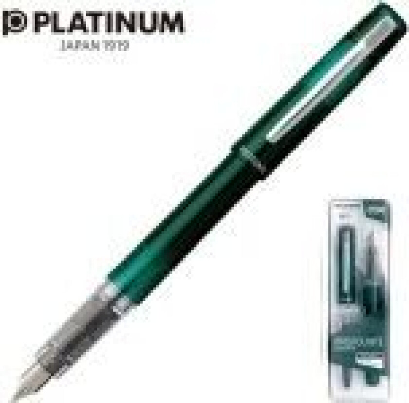 Platinum Prefonte Dark Emerald fyllepenn, M, i plastemballasje, på blister, grønn