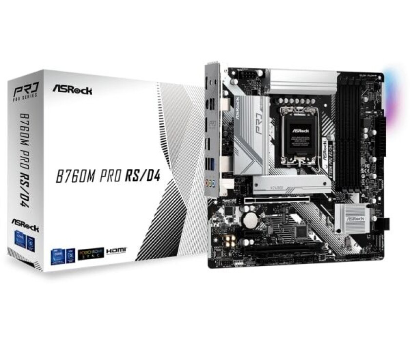 B760M PRO RS/D4 Hovedkort - Intel B760 - Intel LGA1700 socket - DDR4 RAM - Micro-ATX