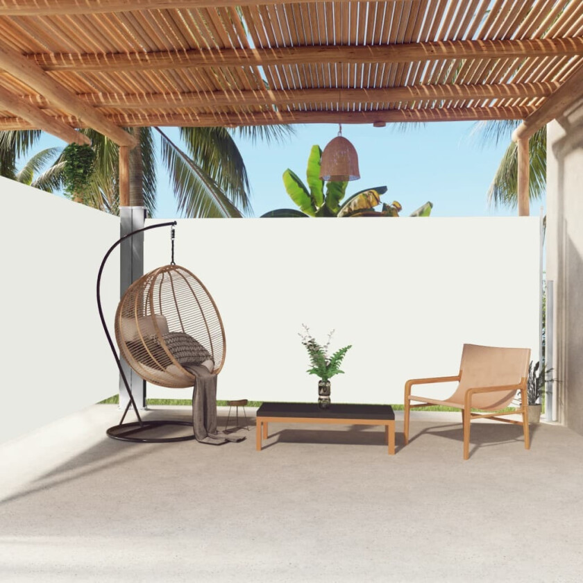 Uttrekkbar sidemarkise 180x600 cm kremhvit