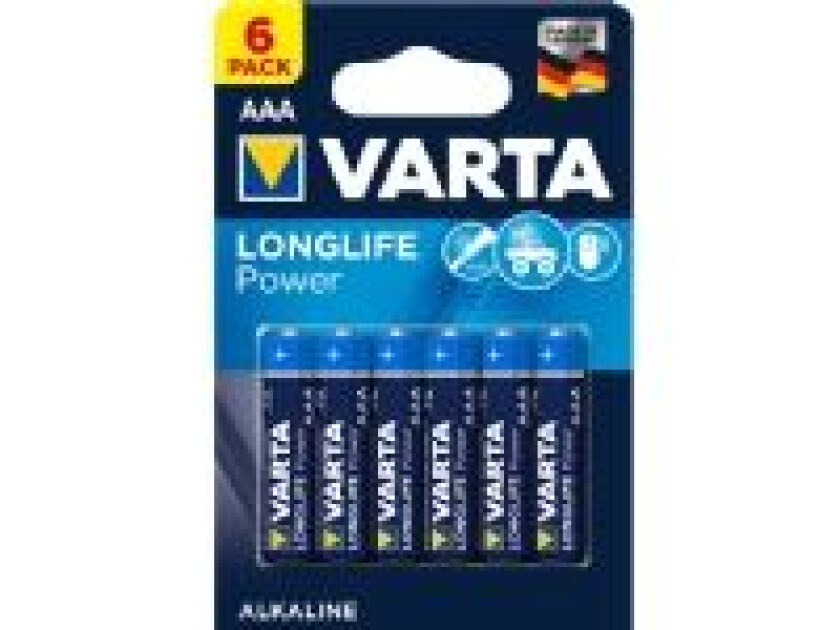 Longlife Power, Engangsbatteri, AAA, Alkalinsk, 1,5 V, 6 stykker, Blå, Marineblå