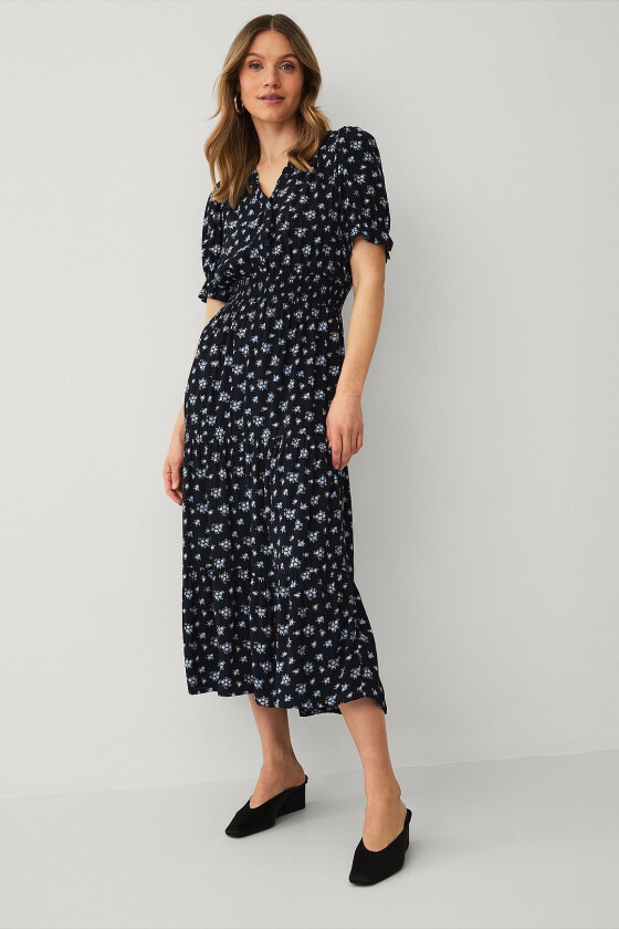 Maxikjole med vaffelsøm - Blå