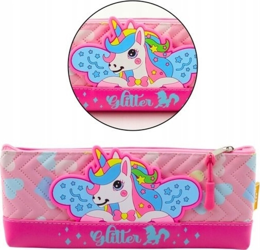 Penal Skolesett med Enhjørning Rosa 20 x 8,5 cm