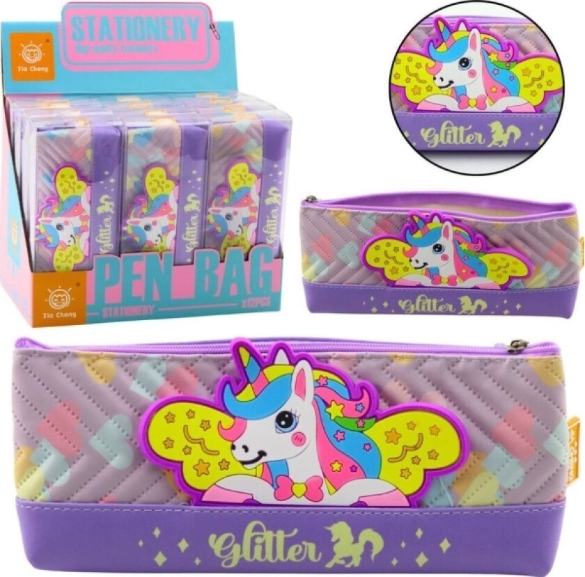 Penal Skolesett med Unicorn Purple 20 x 8,5 cm