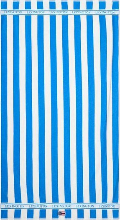 Strandhåndkle 180x100 cm frotté blå/hvit