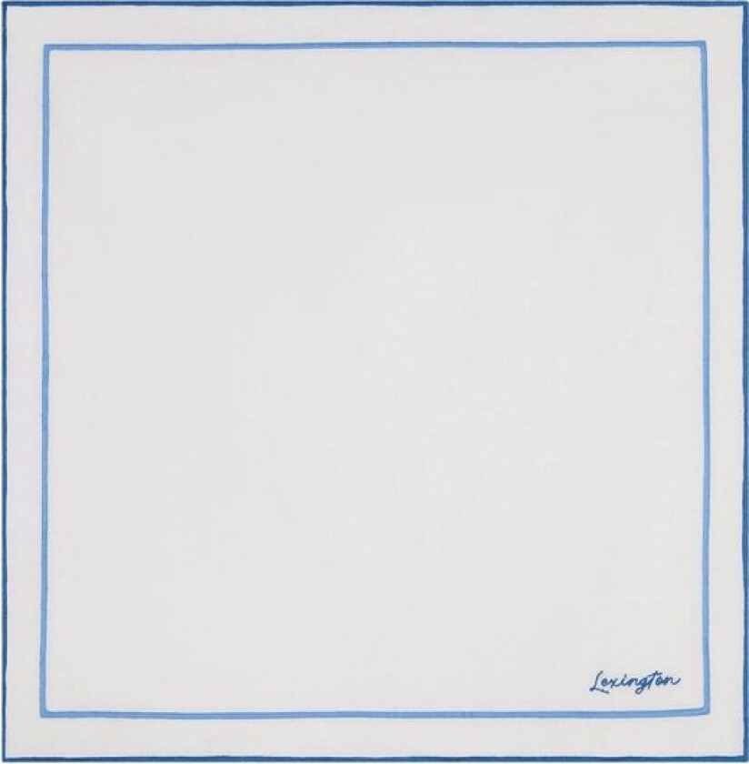 Serviett 50x50 cm lin/bomull med broderi hvit/blå