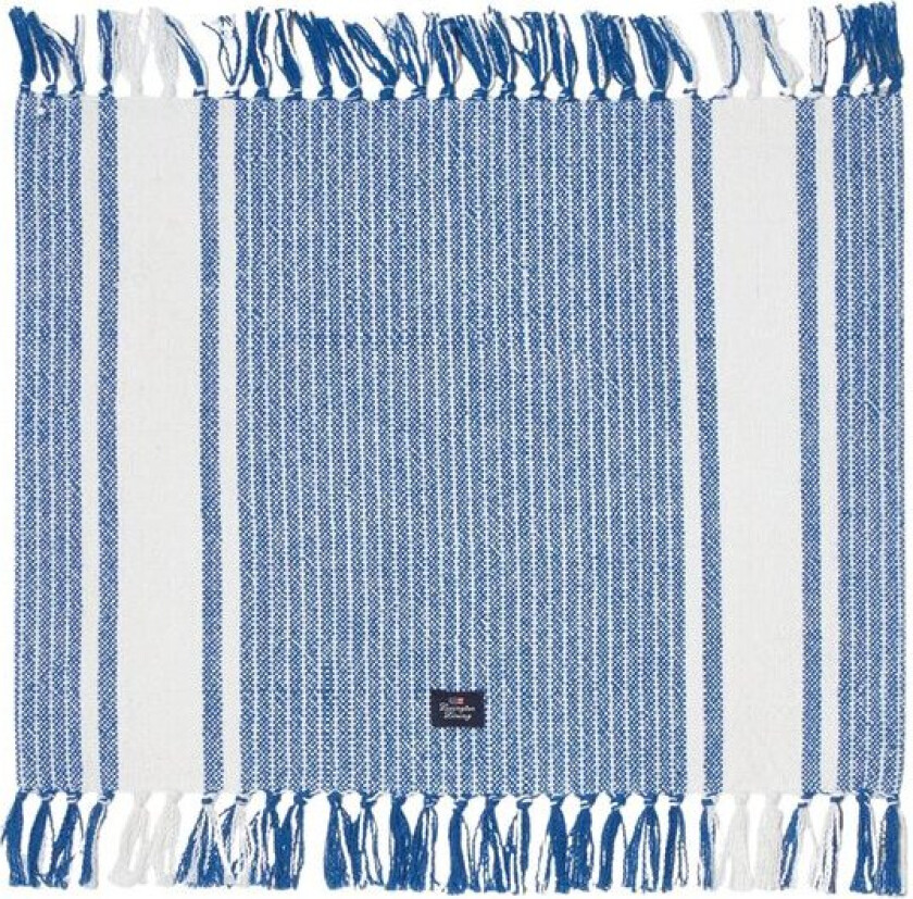 Bordbrikke 40x50 cm med frynser stripet hvit/blå